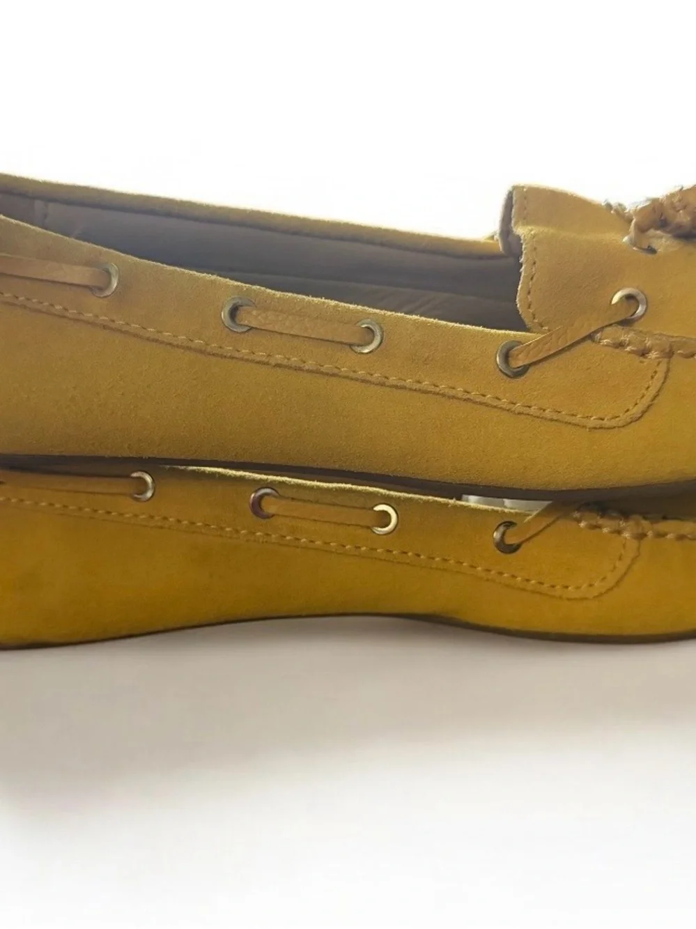 Talbots  Women’s Mustard Yellow Suede Tassel Moccasins